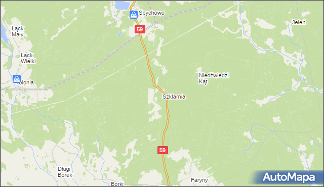 mapa Szklarnia gmina Świętajno, Szklarnia gmina Świętajno na mapie Targeo