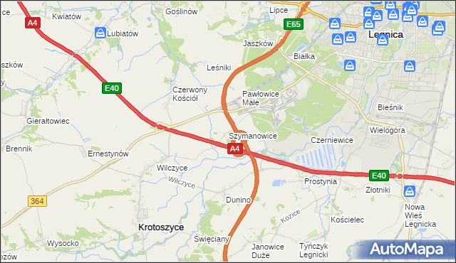 mapa Szymanowice gmina Krotoszyce, Szymanowice gmina Krotoszyce na mapie Targeo