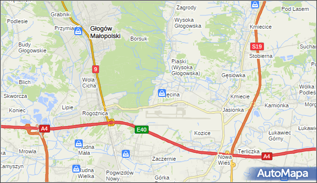 mapa Tajęcina, Tajęcina na mapie Targeo