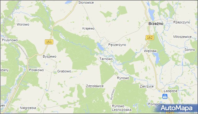 mapa Tarnowo gmina Łobez, Tarnowo gmina Łobez na mapie Targeo