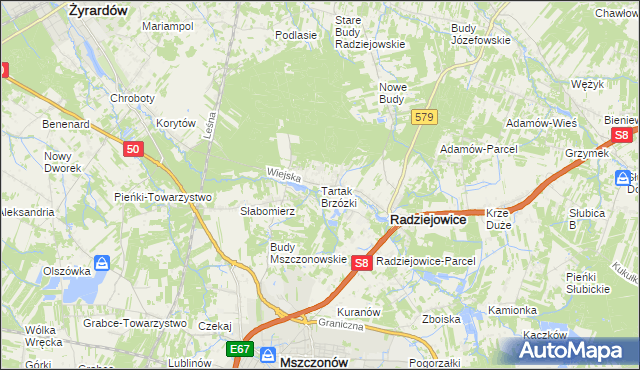 mapa Tartak Brzózki, Tartak Brzózki na mapie Targeo