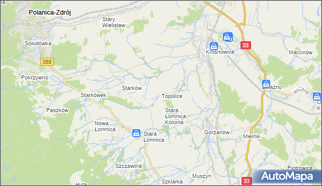 mapa Topolice gmina Bystrzyca Kłodzka, Topolice gmina Bystrzyca Kłodzka na mapie Targeo