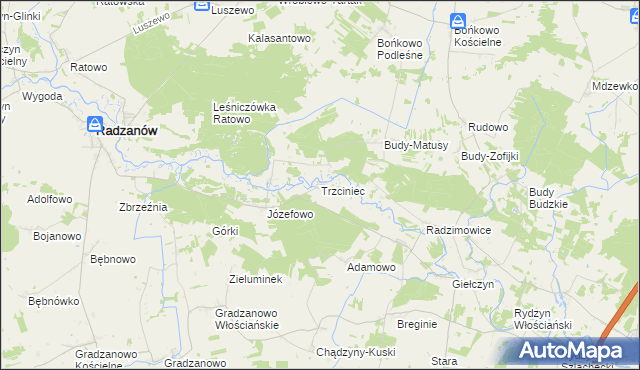 mapa Trzciniec gmina Radzanów, Trzciniec gmina Radzanów na mapie Targeo