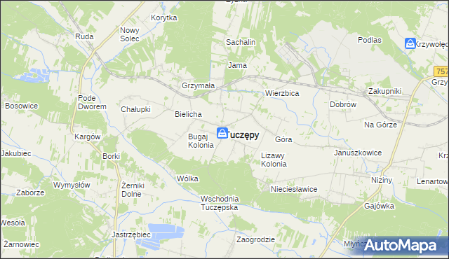 mapa Tuczępy powiat buski, Tuczępy powiat buski na mapie Targeo