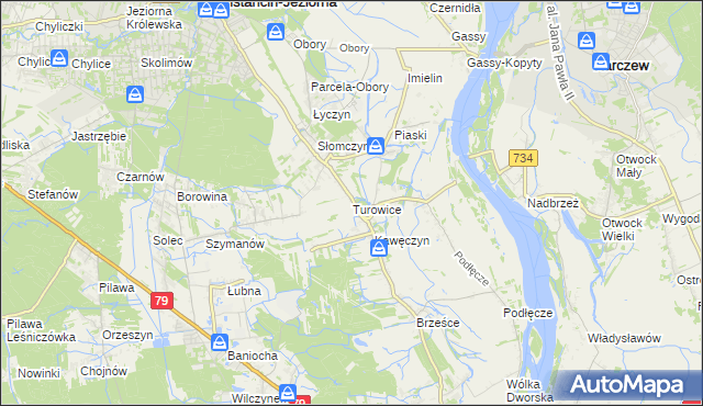 mapa Turowice gmina Konstancin-Jeziorna, Turowice gmina Konstancin-Jeziorna na mapie Targeo