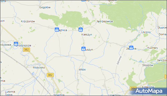 mapa Tuszyn gmina Dzierżoniów, Tuszyn gmina Dzierżoniów na mapie Targeo