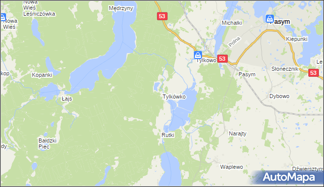 mapa Tylkówko, Tylkówko na mapie Targeo