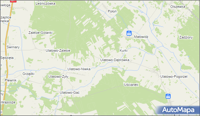 mapa Ulatowo-Dąbrówka, Ulatowo-Dąbrówka na mapie Targeo