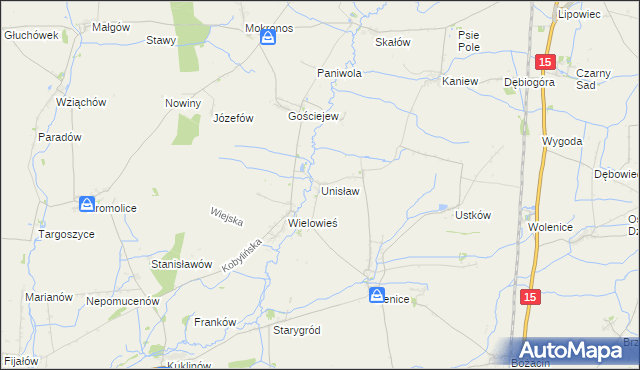 mapa Unisław gmina Krotoszyn, Unisław gmina Krotoszyn na mapie Targeo