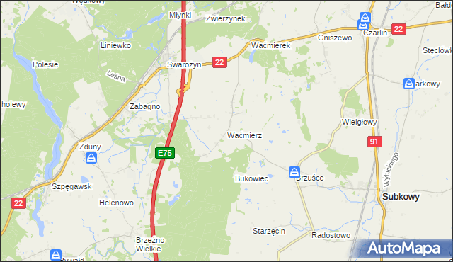 mapa Waćmierz, Waćmierz na mapie Targeo