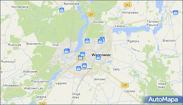 mapa Wągrowiec, Wągrowiec na mapie Targeo