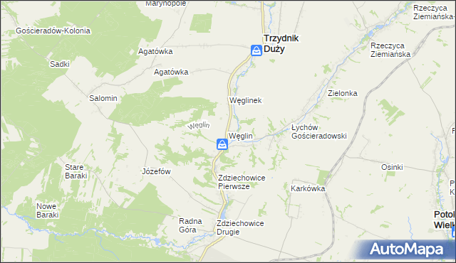 mapa Węglin gmina Trzydnik Duży, Węglin gmina Trzydnik Duży na mapie Targeo