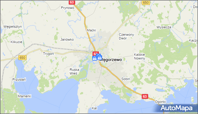 mapa Węgorzewo, Węgorzewo na mapie Targeo