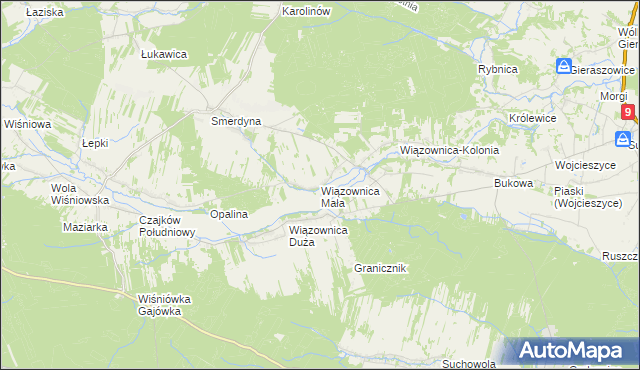 mapa Wiązownica Mała, Wiązownica Mała na mapie Targeo