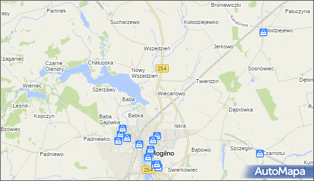 mapa Wiecanowo, Wiecanowo na mapie Targeo