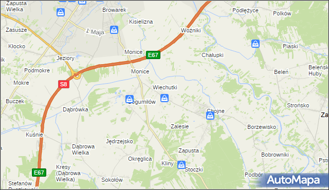 mapa Wiechucice, Wiechucice na mapie Targeo