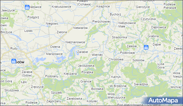 mapa Wieniec gmina Gdów, Wieniec gmina Gdów na mapie Targeo