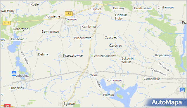 mapa Wierzchaczewo, Wierzchaczewo na mapie Targeo
