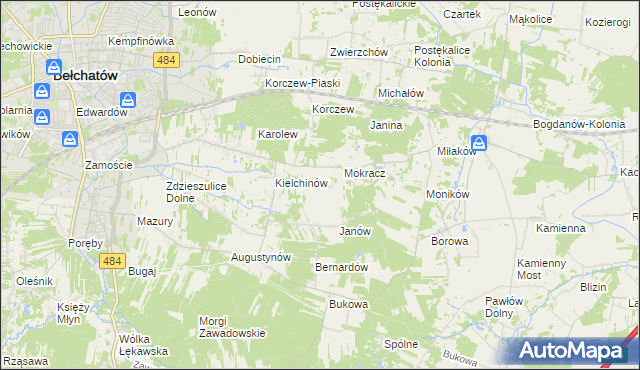 mapa Wiktorów gmina Bełchatów, Wiktorów gmina Bełchatów na mapie Targeo