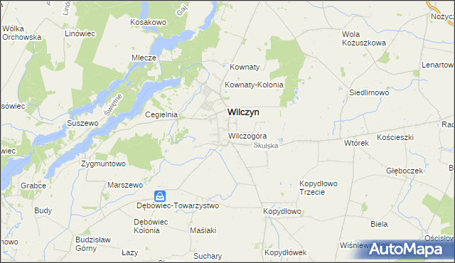 mapa Wilczogóra gmina Wilczyn, Wilczogóra gmina Wilczyn na mapie Targeo