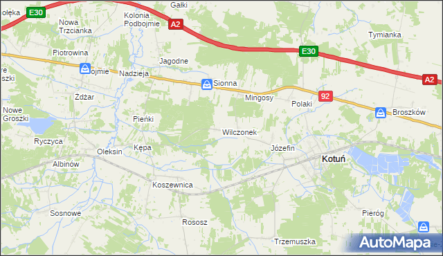 mapa Wilczonek, Wilczonek na mapie Targeo