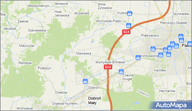 mapa Wincentów gmina Dobroń, Wincentów gmina Dobroń na mapie Targeo
