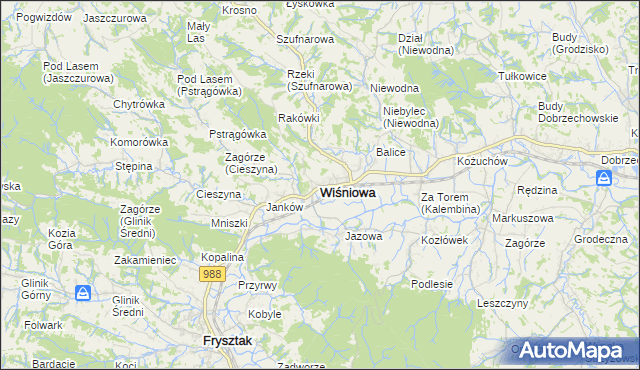 mapa Wiśniowa powiat strzyżowski, Wiśniowa powiat strzyżowski na mapie Targeo