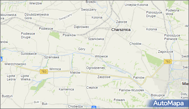 mapa Witowice gmina Charsznica, Witowice gmina Charsznica na mapie Targeo