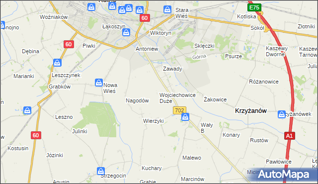 mapa Wojciechowice Duże, Wojciechowice Duże na mapie Targeo