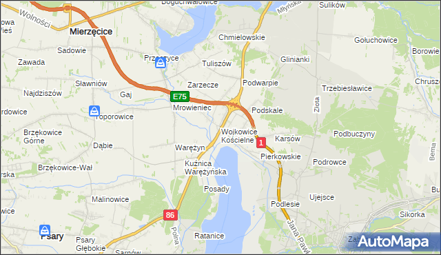 mapa Wojkowice Kościelne, Wojkowice Kościelne na mapie Targeo