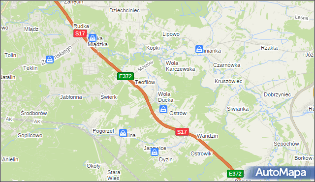 mapa Wola Ducka, Wola Ducka na mapie Targeo