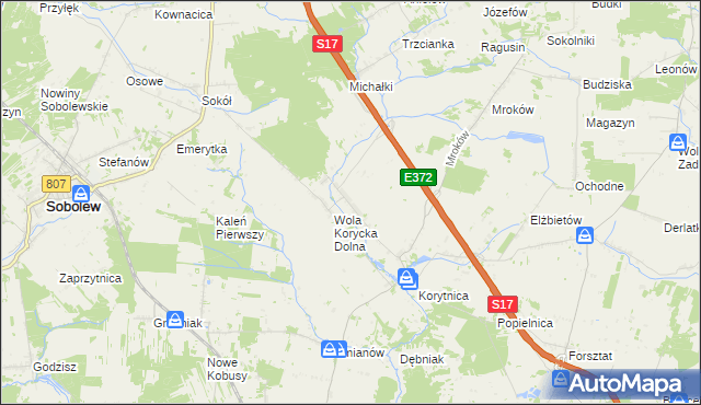 mapa Wola Korycka Górna, Wola Korycka Górna na mapie Targeo