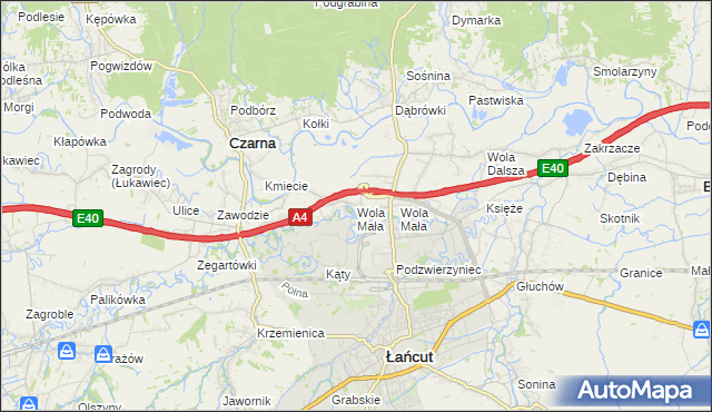 mapa Wola Mała gmina Czarna, Wola Mała gmina Czarna na mapie Targeo