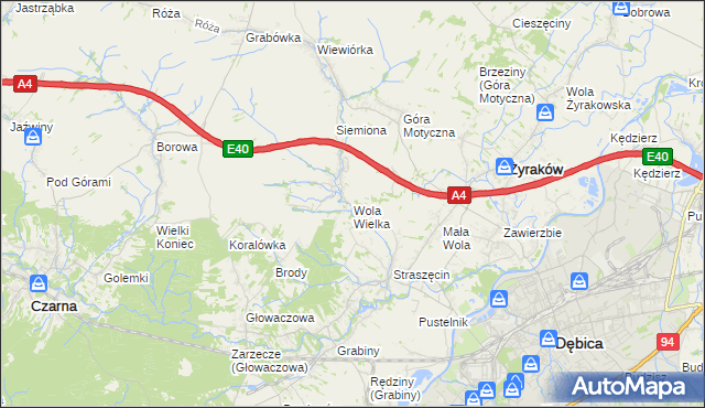 mapa Wola Wielka gmina Żyraków, Wola Wielka gmina Żyraków na mapie Targeo