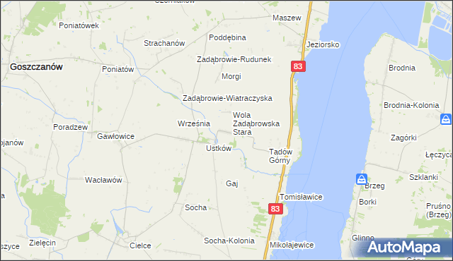 mapa Wola Zadąbrowska, Wola Zadąbrowska na mapie Targeo