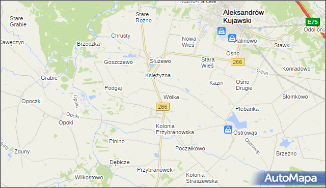 mapa Wólka gmina Aleksandrów Kujawski, Wólka gmina Aleksandrów Kujawski na mapie Targeo