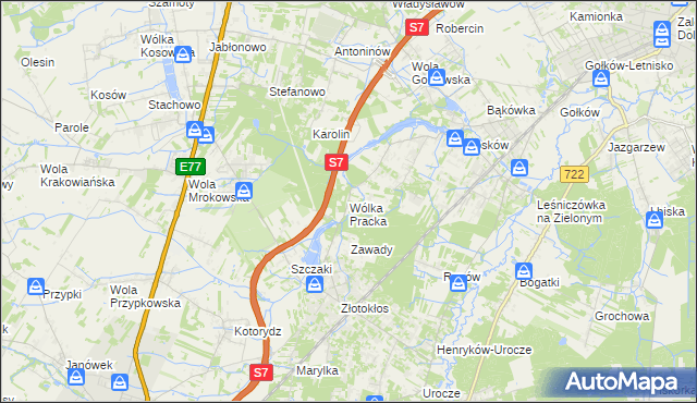 mapa Wólka Pracka, Wólka Pracka na mapie Targeo