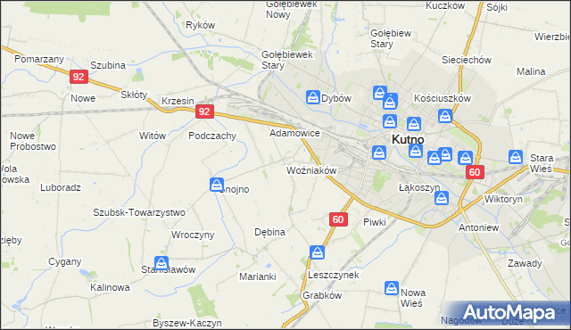 mapa Woźniaków, Woźniaków na mapie Targeo