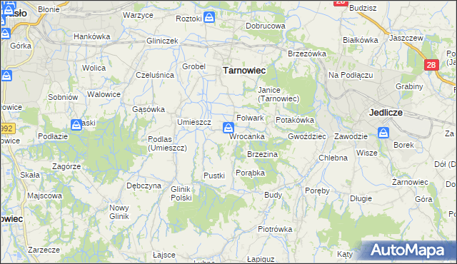 mapa Wrocanka gmina Tarnowiec, Wrocanka gmina Tarnowiec na mapie Targeo