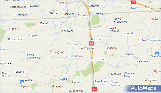 mapa Wymysłów gmina Krośniewice, Wymysłów gmina Krośniewice na mapie Targeo