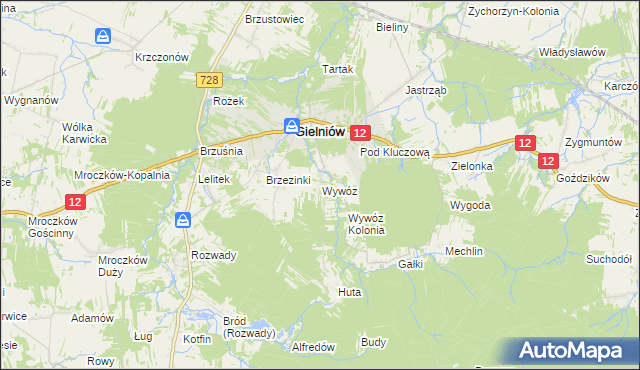 mapa Wywóz, Wywóz na mapie Targeo