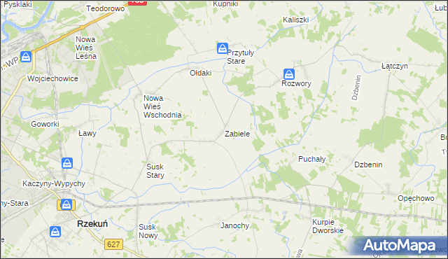mapa Zabiele gmina Rzekuń, Zabiele gmina Rzekuń na mapie Targeo