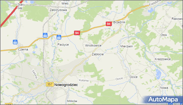 mapa Zabłocie gmina Nowogrodziec, Zabłocie gmina Nowogrodziec na mapie Targeo