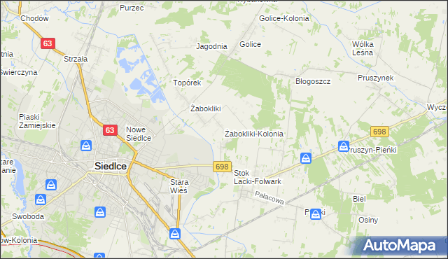 mapa Żabokliki-Kolonia, Żabokliki-Kolonia na mapie Targeo