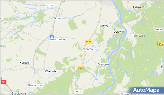 mapa Zaborów gmina Ścinawa, Zaborów gmina Ścinawa na mapie Targeo