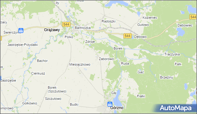 mapa Zaborowo gmina Górzno, Zaborowo gmina Górzno na mapie Targeo