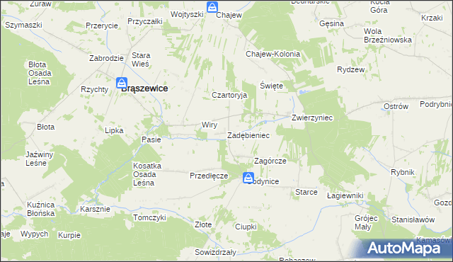 mapa Zadębieniec, Zadębieniec na mapie Targeo