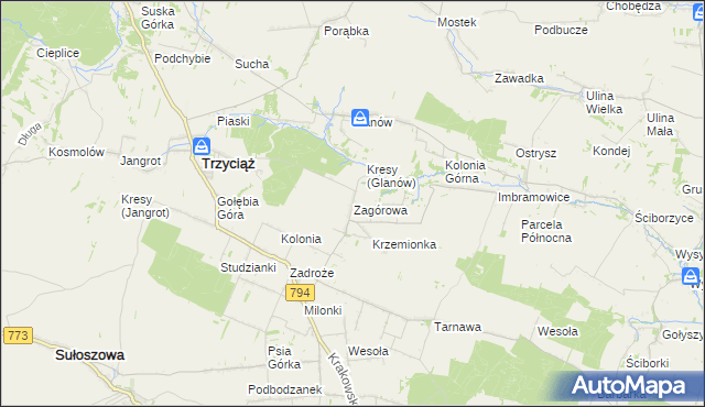 mapa Zagórowa, Zagórowa na mapie Targeo