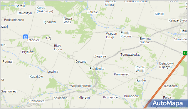 mapa Zagórze gmina Nagłowice, Zagórze gmina Nagłowice na mapie Targeo