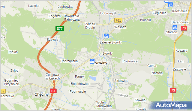 mapa Zagrody gmina Sitkówka-Nowiny, Zagrody gmina Sitkówka-Nowiny na mapie Targeo